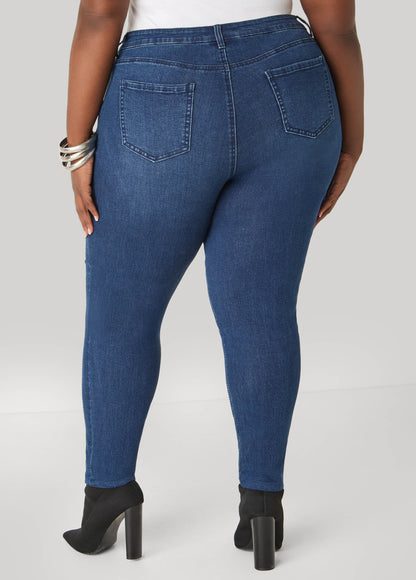 Crystal Mid Rise Skinny Jeans