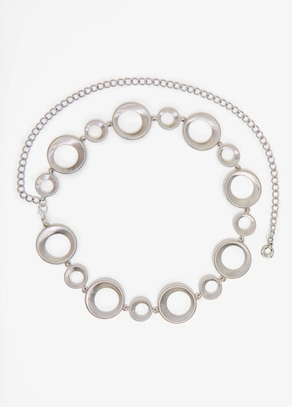 Silver Tone Ring Chain Belt