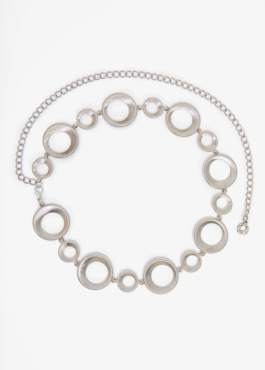 Silver Tone Ring Chain Belt