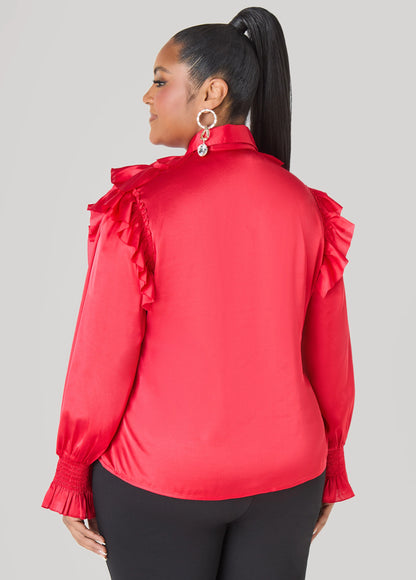 Ruffled Satin Shirt