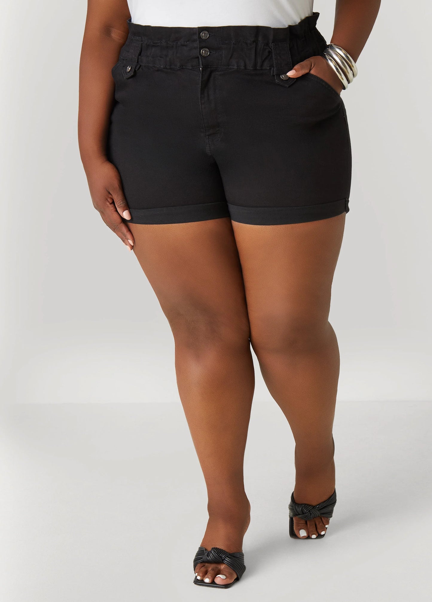 Paperbag Denim Shorts
