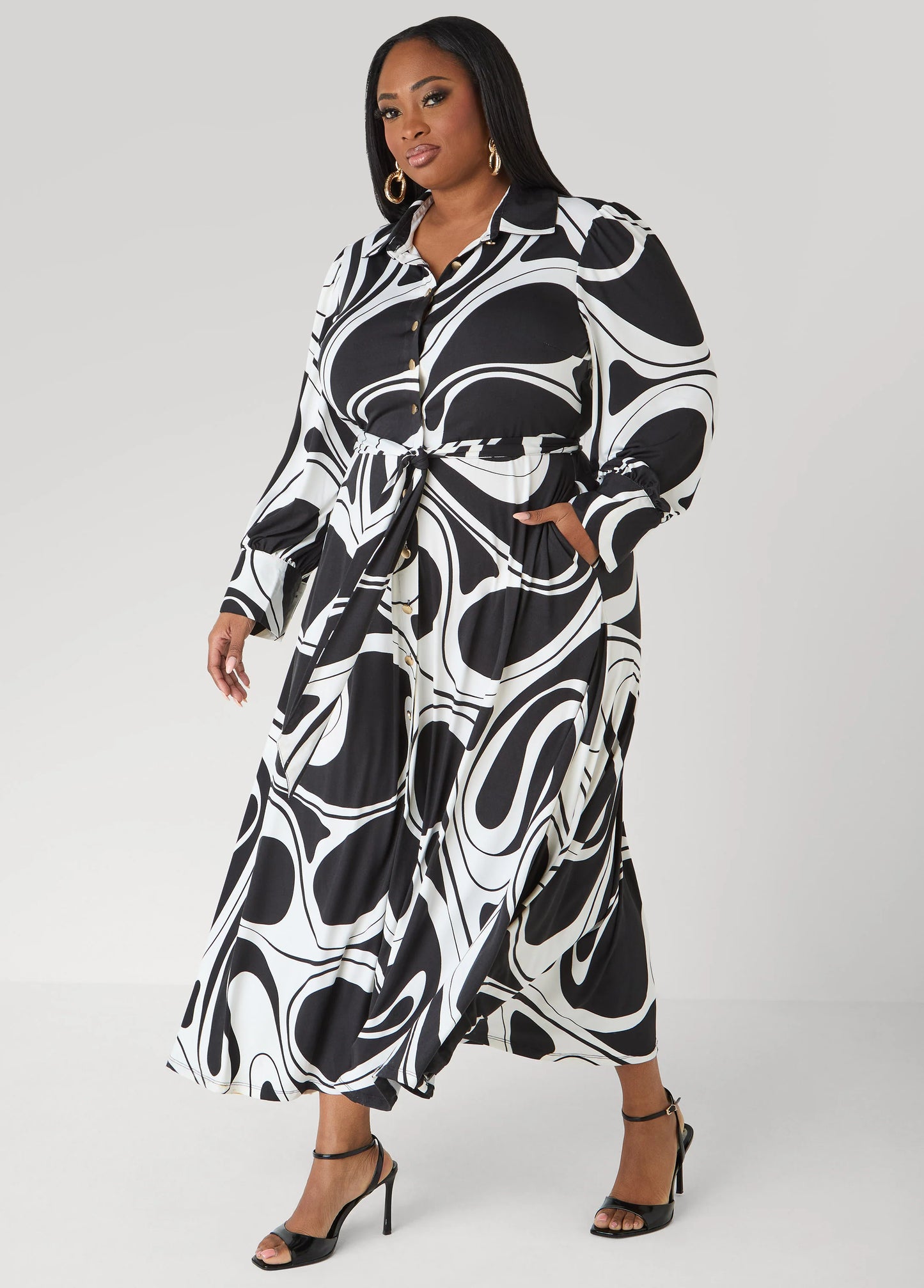 Tall Swirl Print A Line Maxi Shirtdress