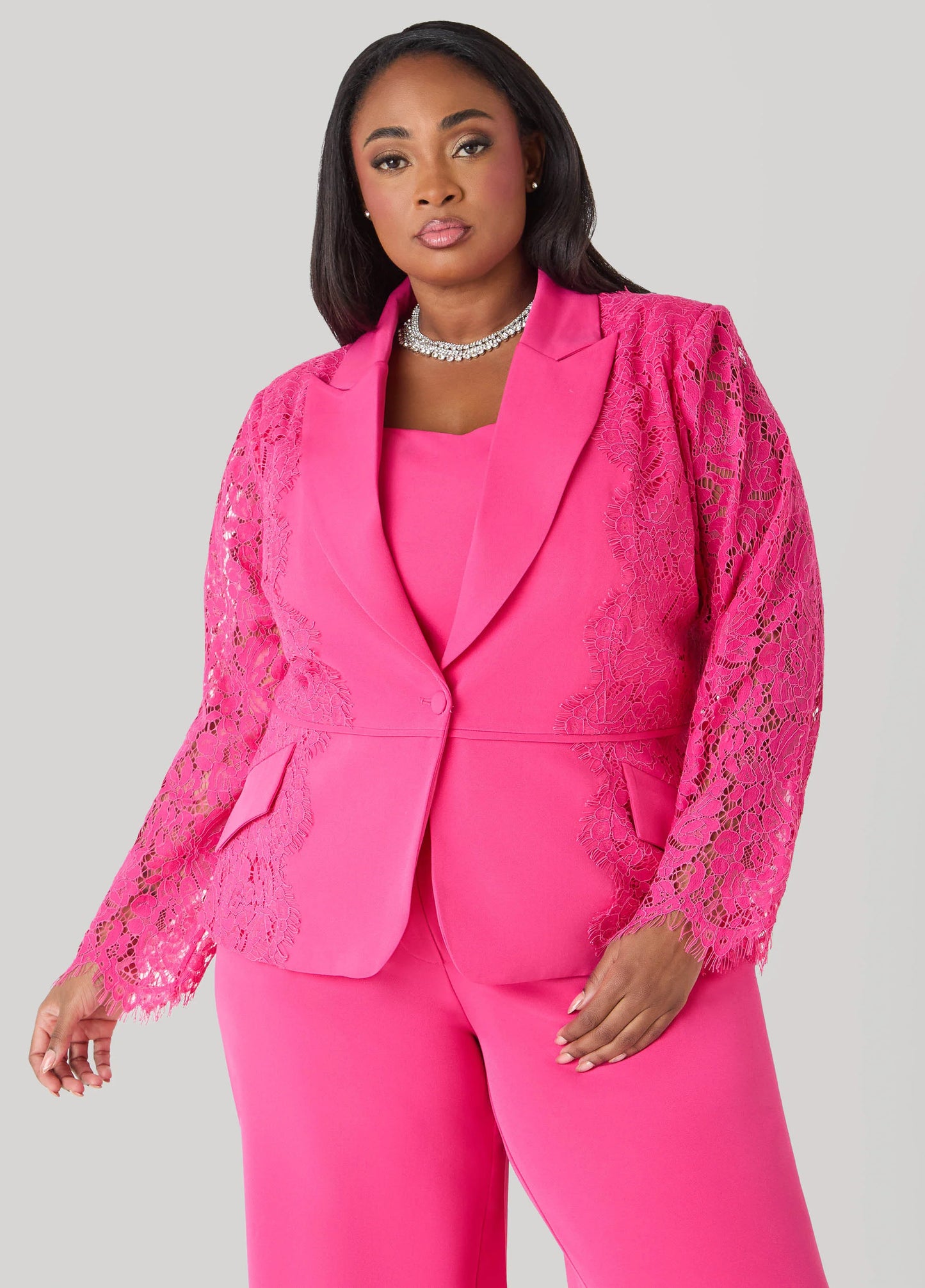 Lace Paneled Blazer