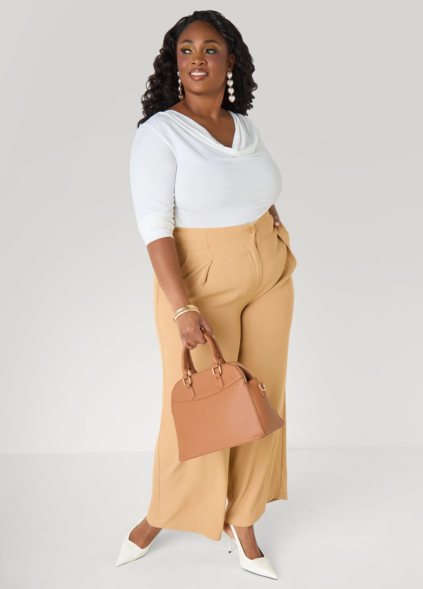 Cowl Neck Ruched Top