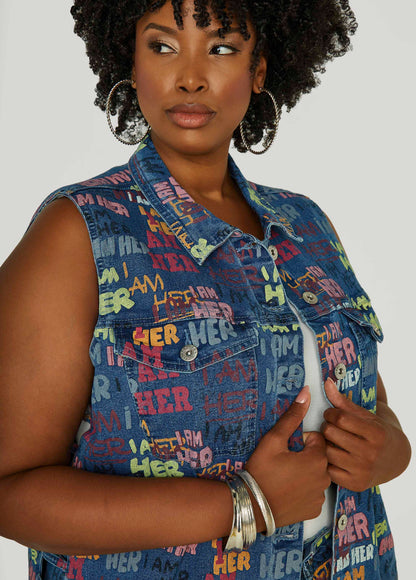 I Am Her Cutout Denim Vest
