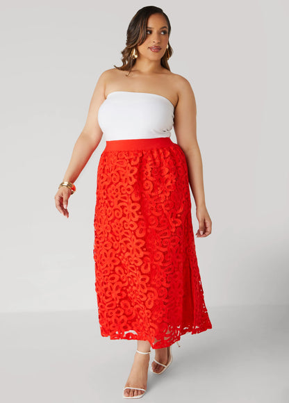 Corded Lace Maxi Skirt