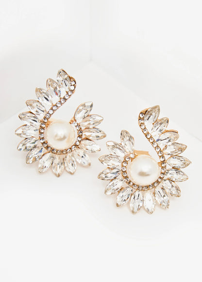 Crystal Swirl Clip On Earrings