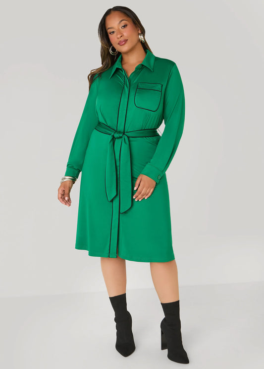 Belted Knit Shirtdress