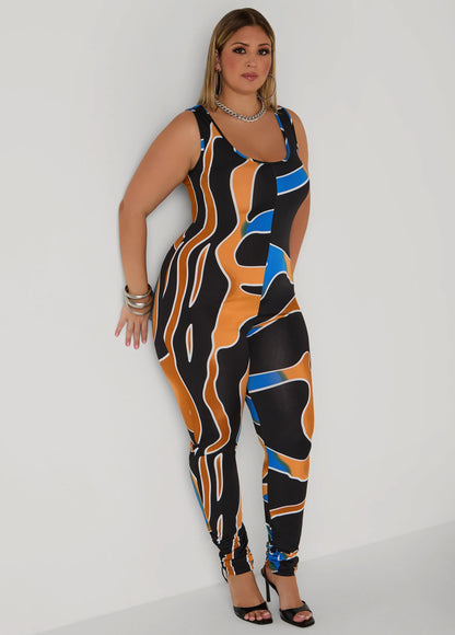 Abstract Print Catsuit