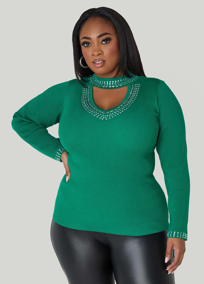 Crystal Cutout Sweater