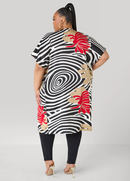 Floral Print Satin Duster