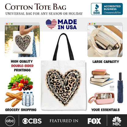 Leopard Heart Valentine Tote Bag