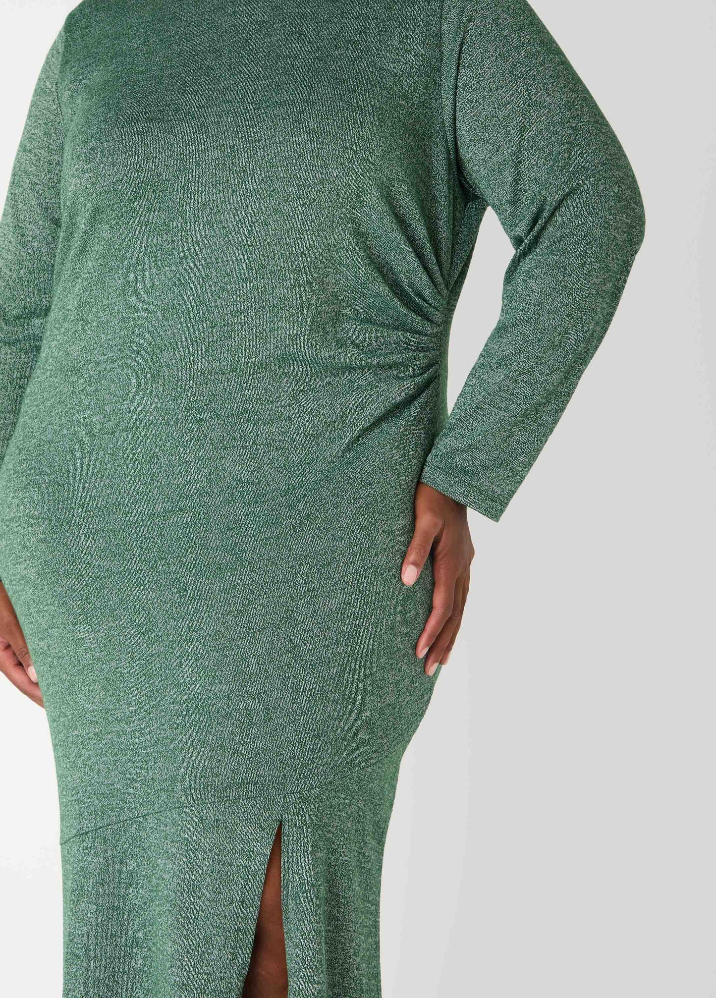 Gathered Marled T Shirt Maxi Dress