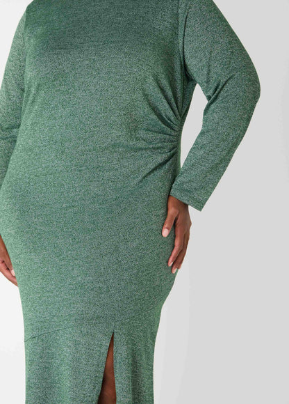 Gathered Marled T Shirt Maxi Dress