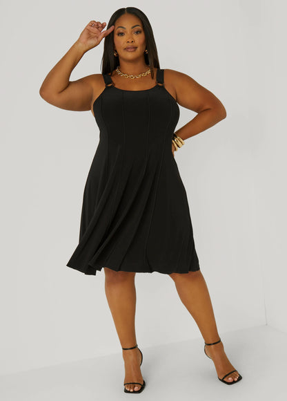 Ring Embellished Seamed Dress