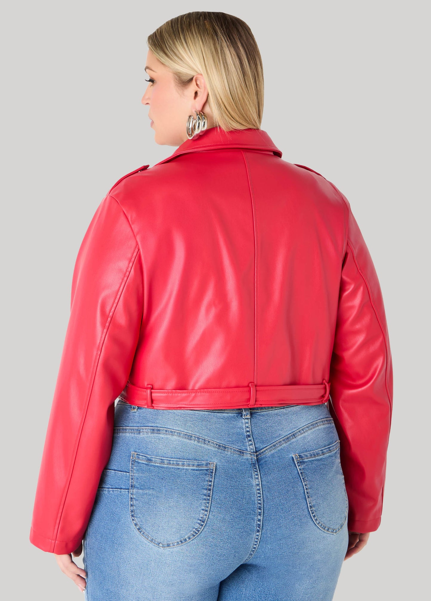 Cropped Faux Leather Moto Jacket