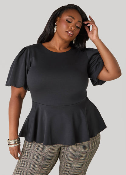Puff Sleeve Peplum Top