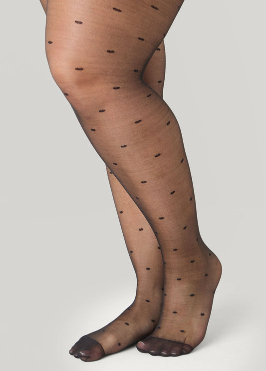 Flocked Polka Dot Footed Tights