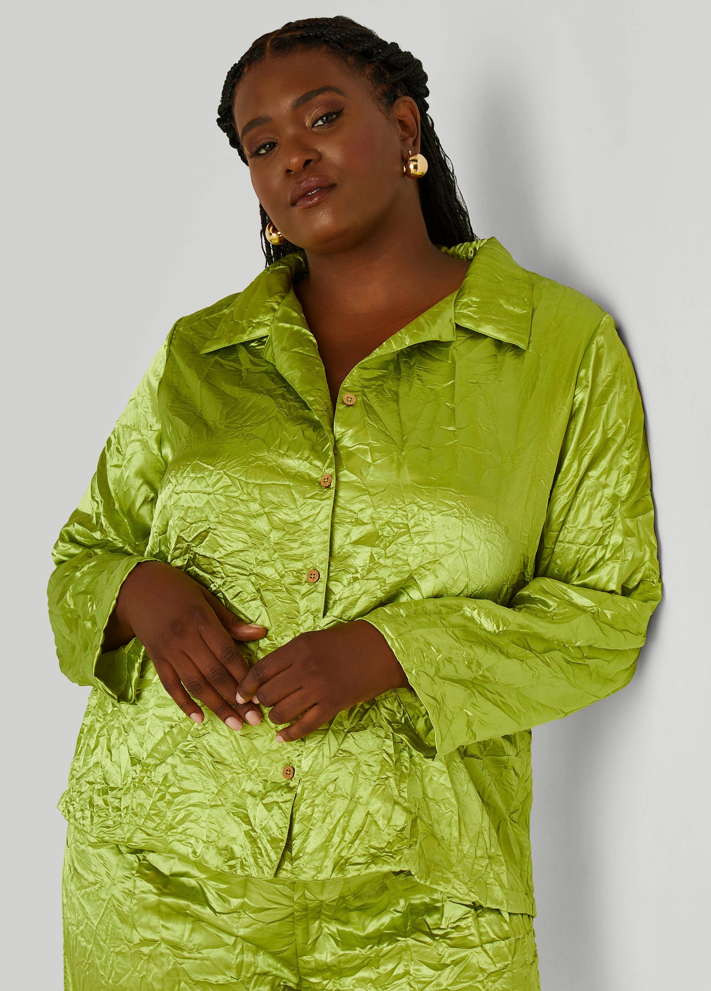 Crinkled Satin Shirt