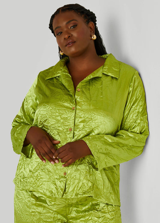 Crinkled Satin Shirt
