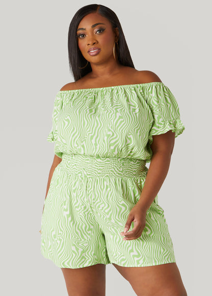 Off The Shoulder Swirl Romper