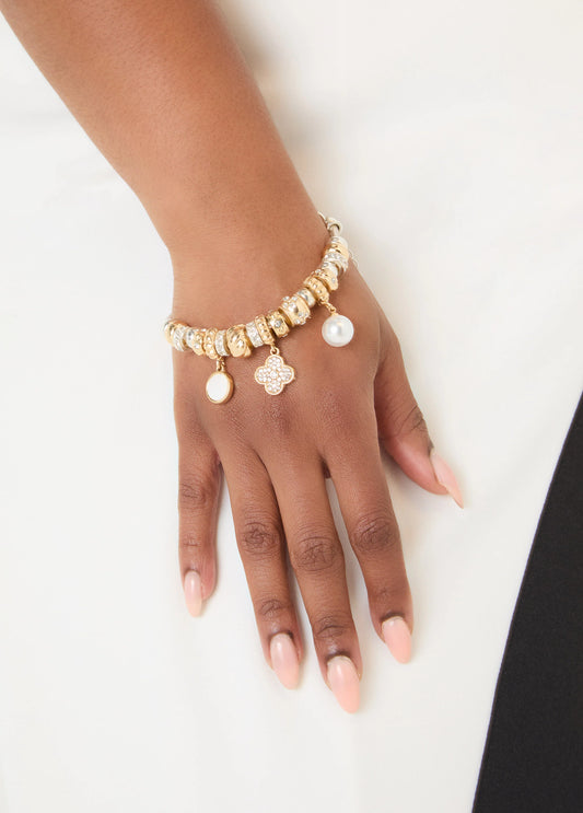 Clover And Crystal Charm Bracelet