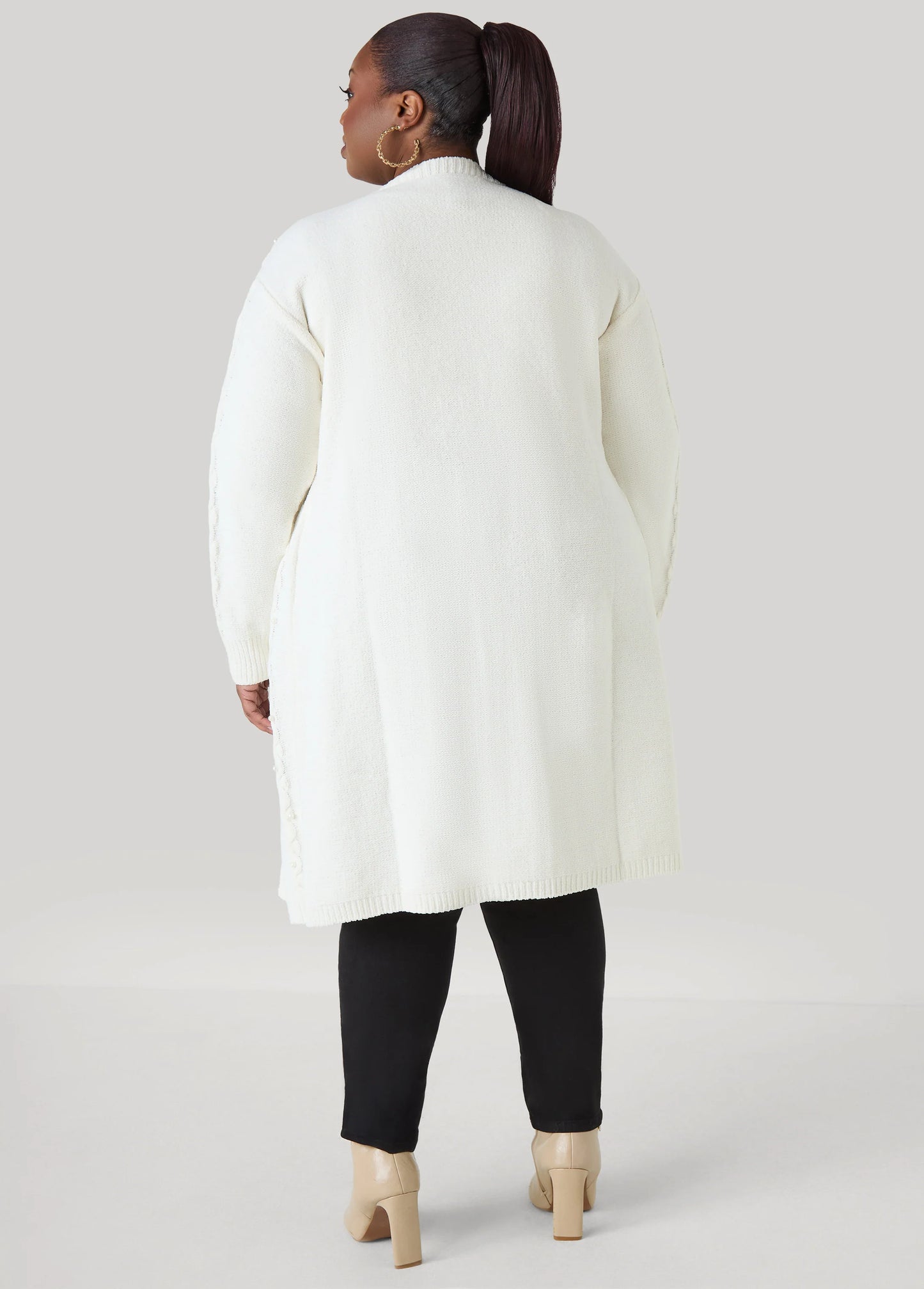Faux Pearl Chenille Cardigan
