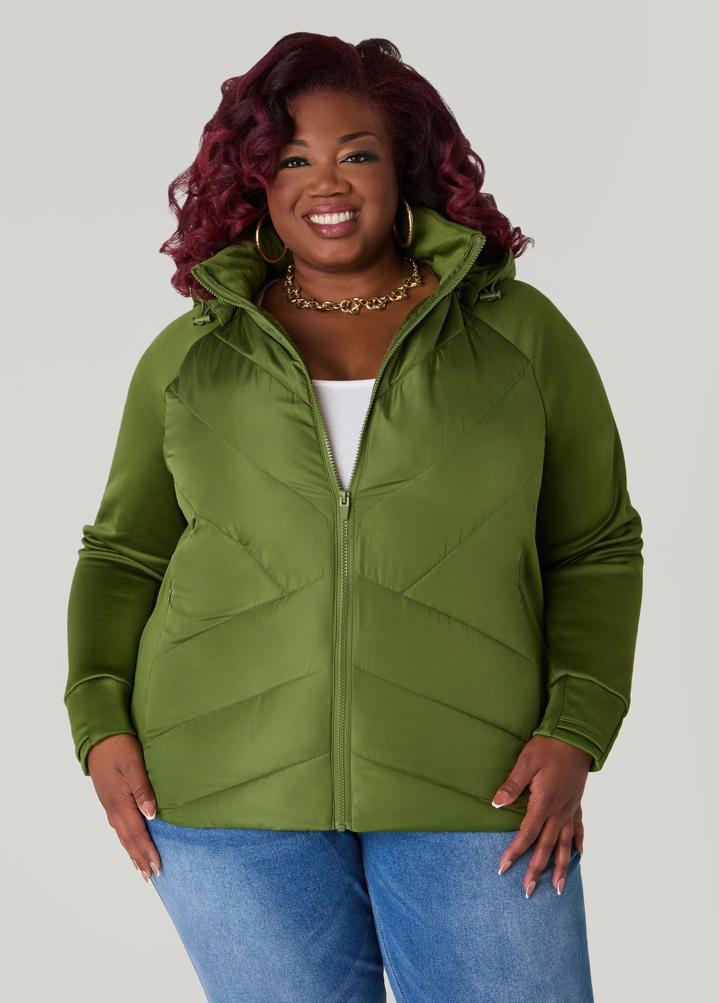 Knit Paneled Quilted Jacket