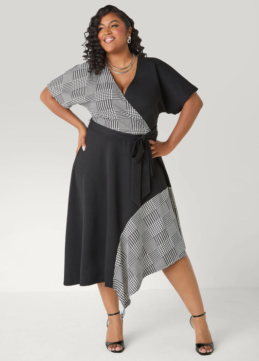 Printed Paneled A Line Dress