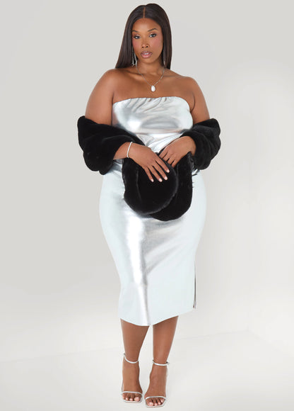 Strapless Metallic Bodycon Dress