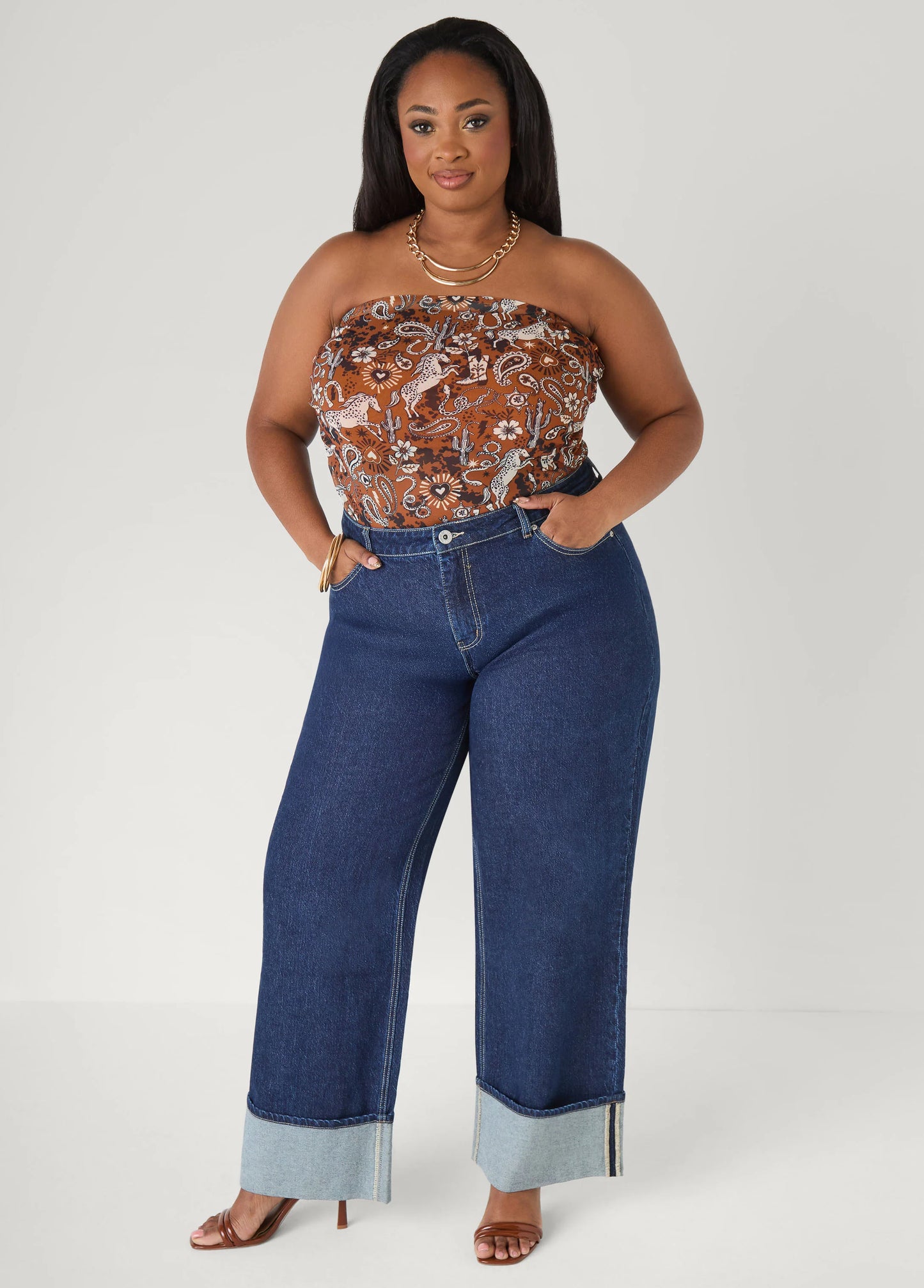 Western Print Tube Top