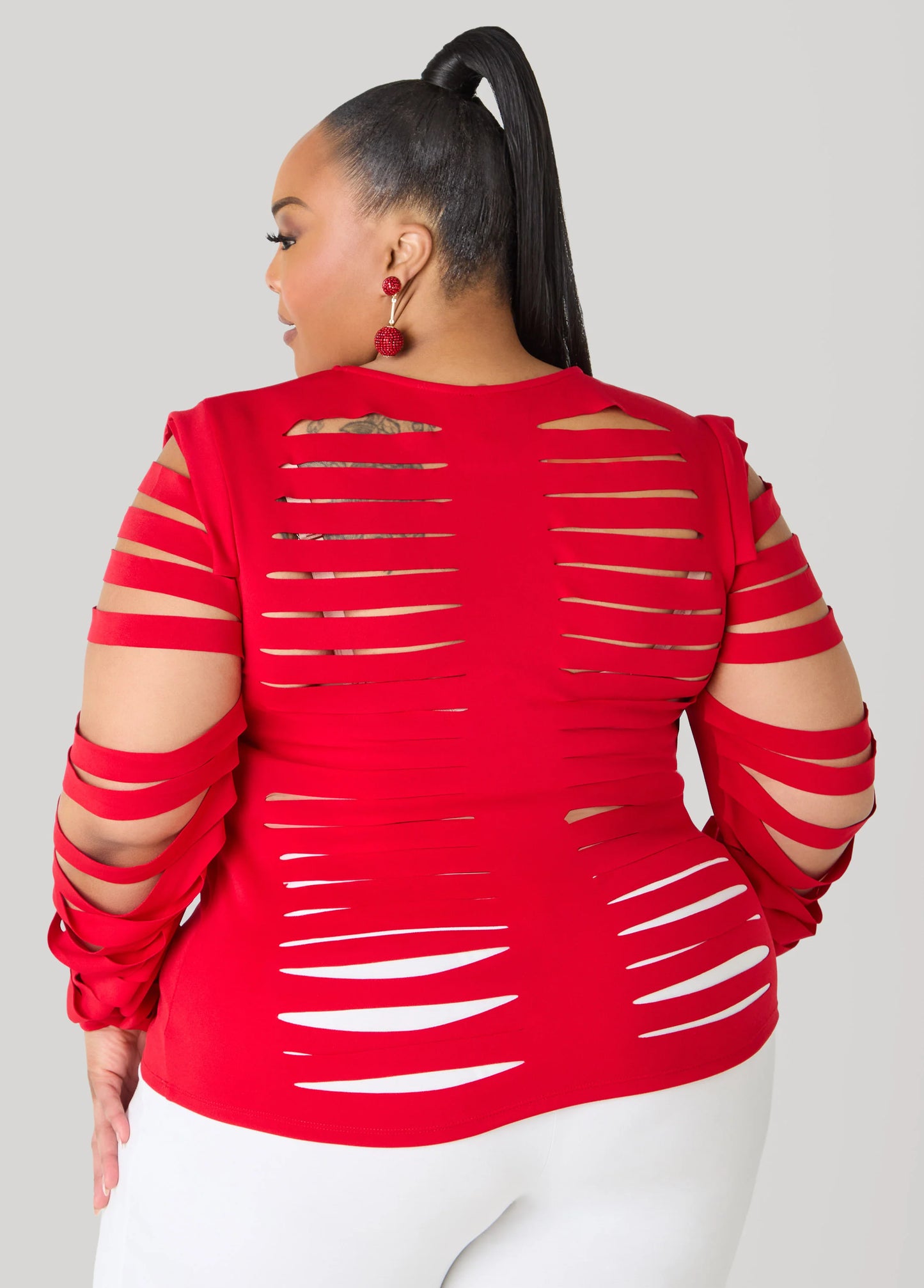 Long Sleeved Laser Cut Scuba Top
