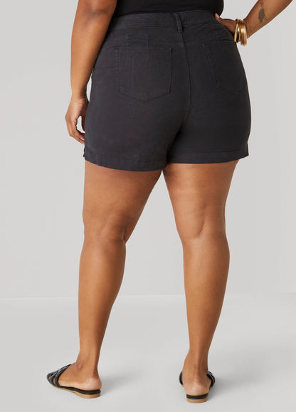 Mid Rise Denim Shorts