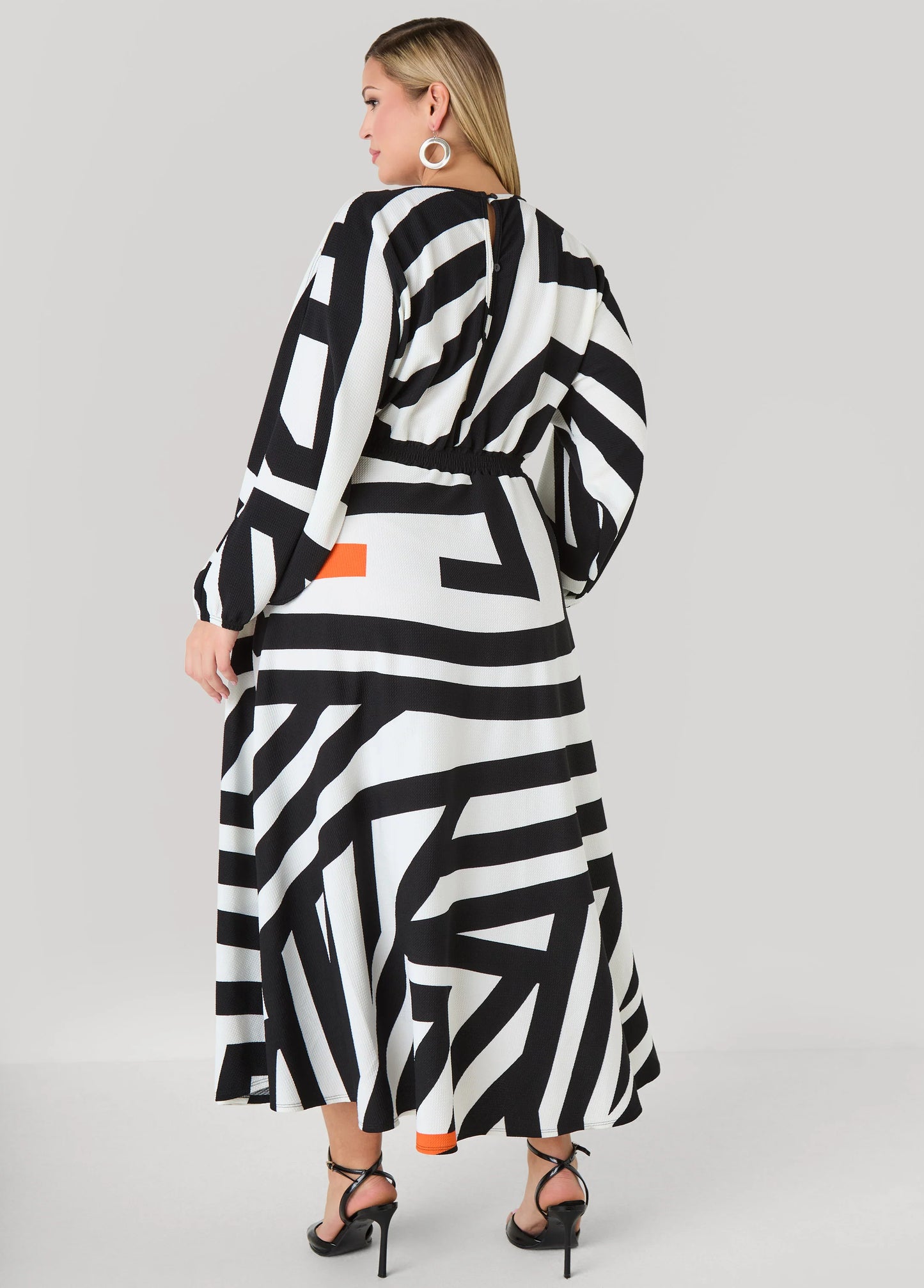 Split Sleeved Printed Maxi Dress