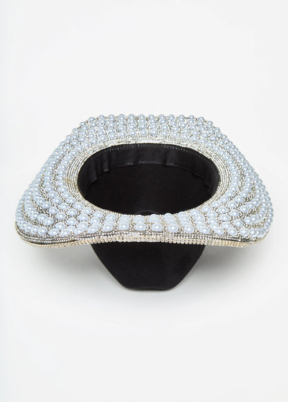 Faux Pearl And Crystal Cowboy Hat