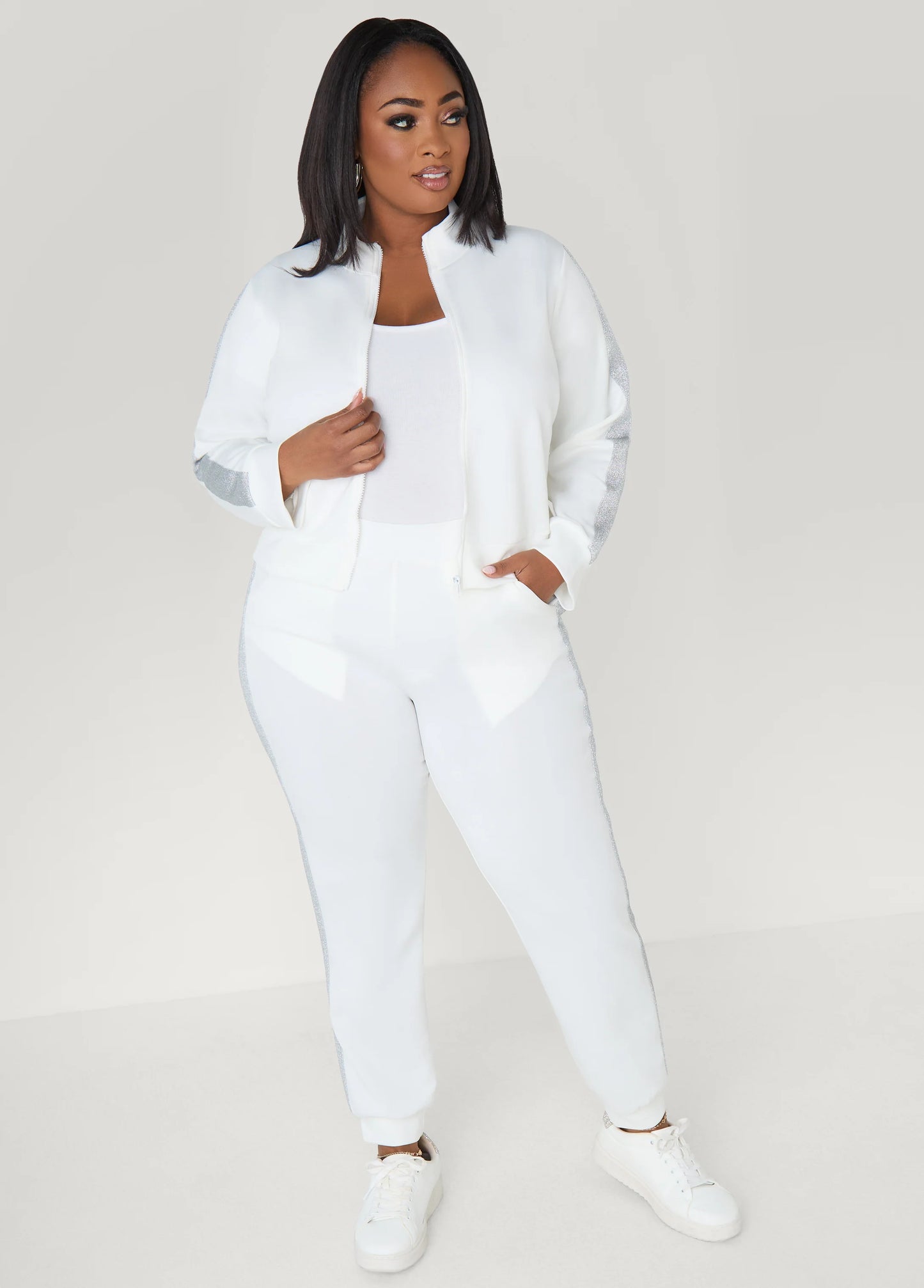 Metallic Paneled Track Jacket