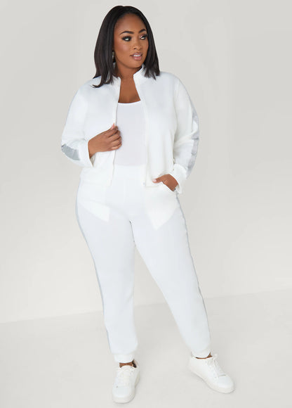 Metallic Paneled Track Jacket