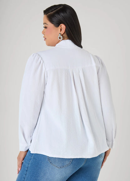 Pleated Tie Neck Shirt