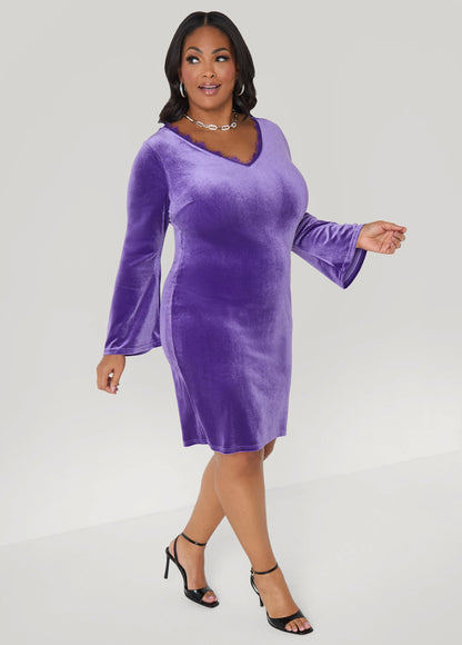 Lace Trimmed Velvet Sheath Dress