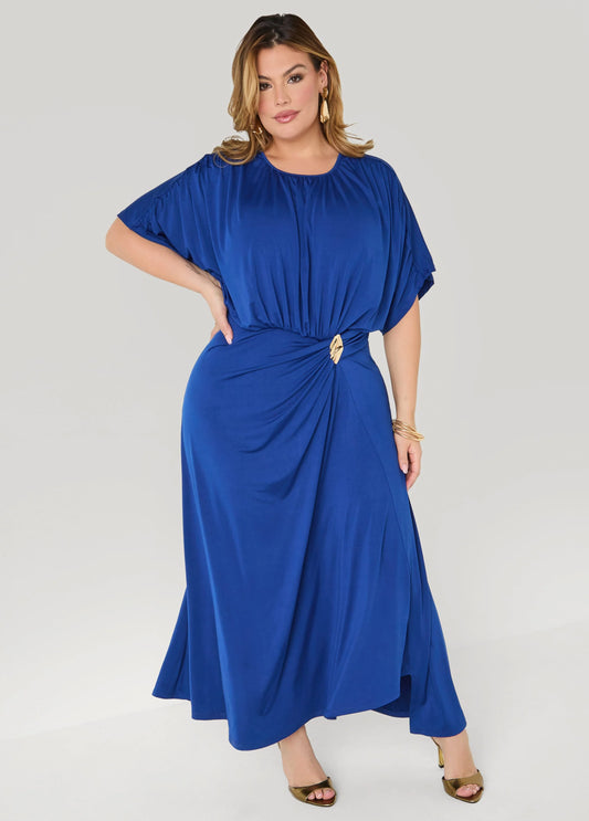 Embellished Gathered Maxi Dress
