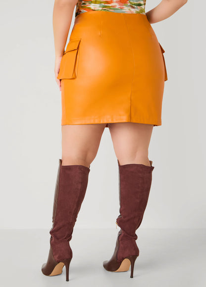 Belted Faux Leather Mini Skirt