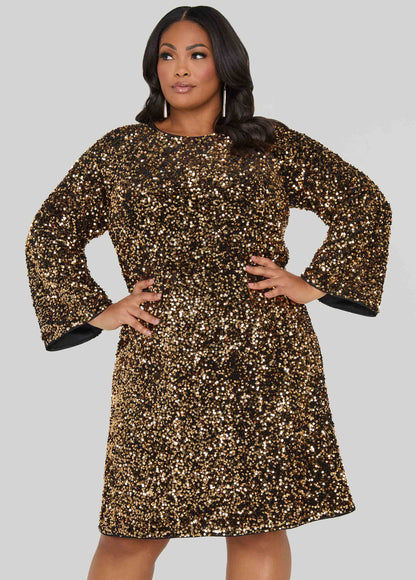 Sequined Velvet Sheath Dress