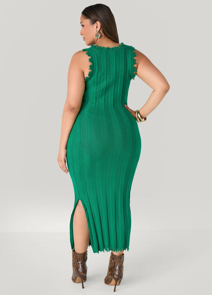 Frayed Maxi Sweater Dress