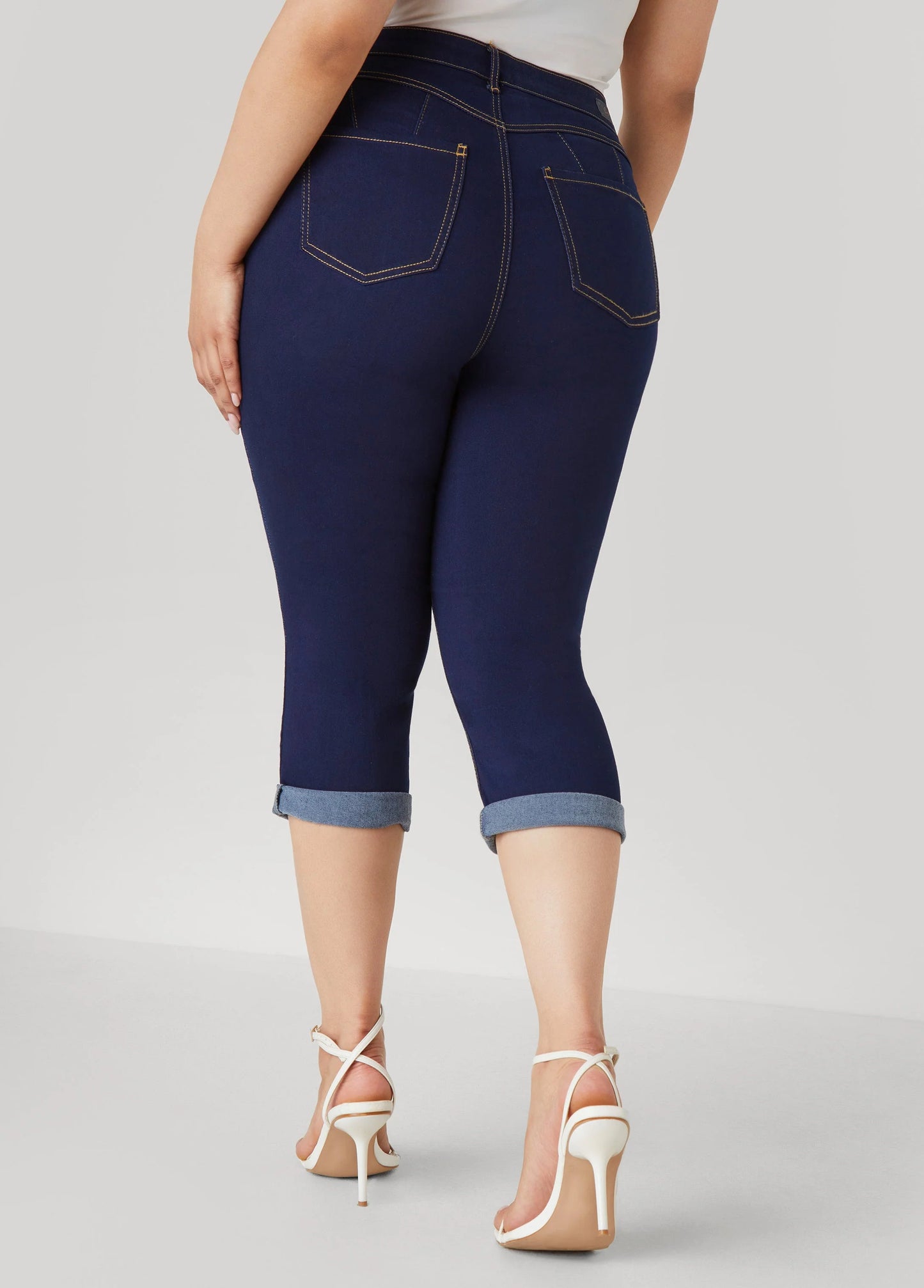 Cuffed Stretch Denim Capris