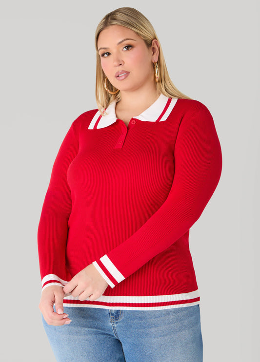 Striped Polo Sweater