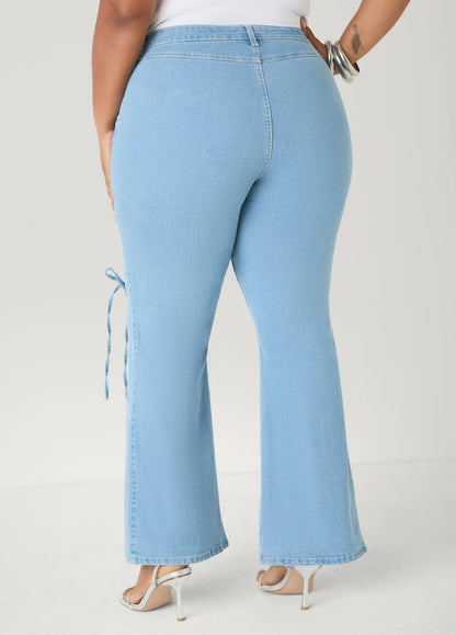 Lace Up Flared Jeans