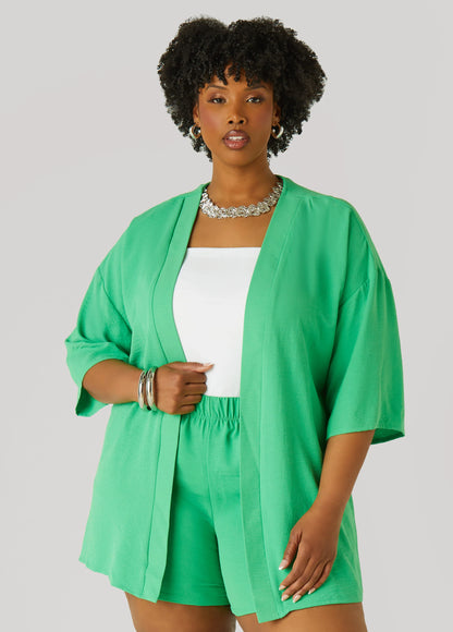 Textured Open Front Jacket