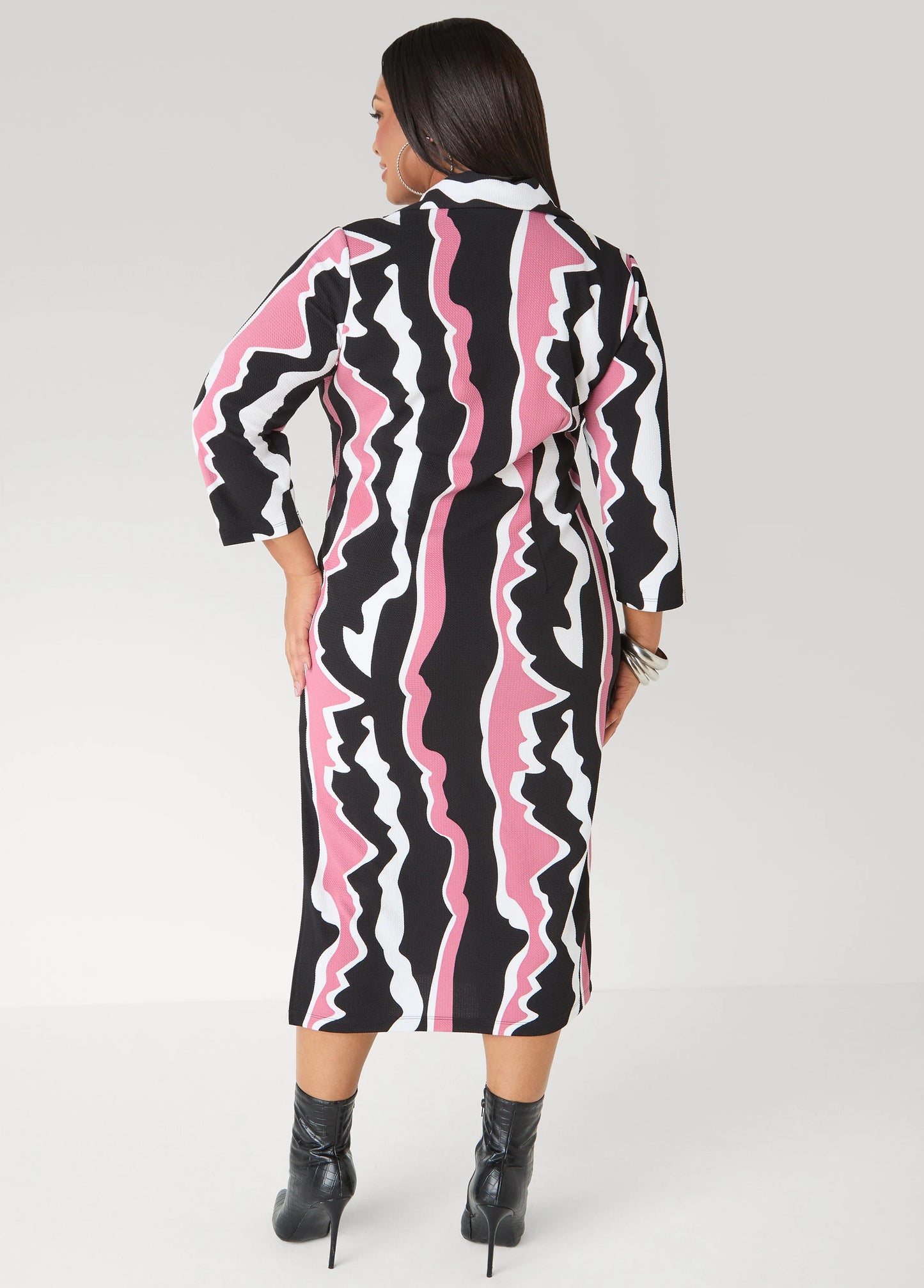 Wavy Print Midaxi Dress