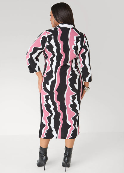 Wavy Print Midaxi Dress