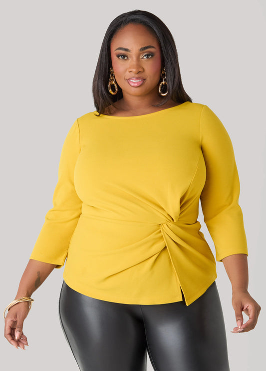 Knotted Detail Boat Neck Top